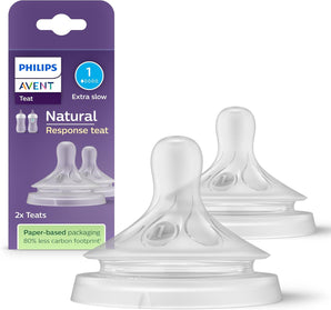 Tetine Philips AVENT Natural Response – 2x tetine pentru biberoane, cu flux 1, pentru nou-născuți de la 0 luni, fără BPA (Model SCY961/02)
