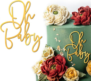 [RESIGILAT] RYMAUP Gold Decoratiune Tort "Oh Baby" pentru Petrecere