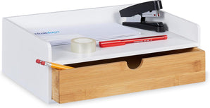 [RESIGILAT] Organizator Birou Relaxdays 32 cm, Bambus, Sertar Spațios