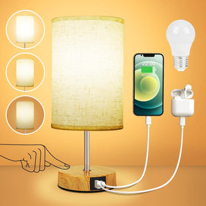[RESIGILAT] Lampa noptiera Suright cu USB si abajur din in
