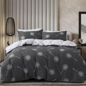 [RESIGILAT] Lenjerie de pat gri alb 200x200 bumbac reversibila