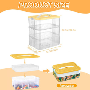 [RESIGILAT] Cutie sortare Lego, 3 niveluri, plastic stivuibil, galben