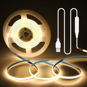 [RESIGILAT] ALITOVE Banda LED USB COB 3M, 1200 LED-uri, alb cald 3000K