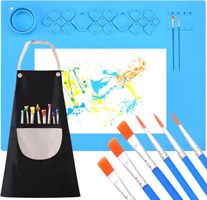 [RESIGILAT] Covoras silicon, 60x40cm, include cana, sort, 10 pensule, albastru