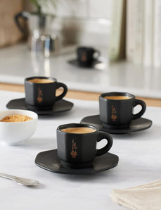 [RESIGILAT] Pahare Bialetti Ottagonali, portelan, negru si aur roz