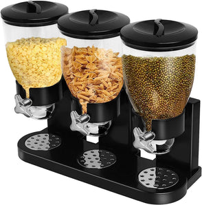 [RESIGILAT] Dozator cereale Poweka, 3 recipiente, negru, 6 litri