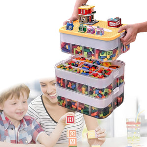 [RESIGILAT] Cutie sortare Lego, 3 niveluri, plastic stivuibil, galben