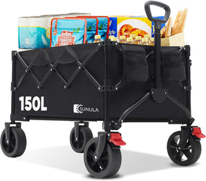 [RESIGILAT] Carucior pliabil manual 120KG roti teren 150L negru