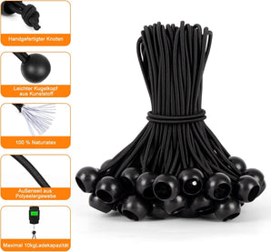 [RESIGILAT] Tensionator cauciuc cu minge 15cm 50 bucati negru