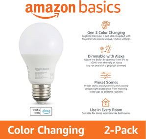 [RESIGILAT] Amazon Basics LED Bec Inteligent, E27, 8W, Schimbare Culoare, 2 Bucati