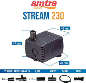[RESIGILAT] Pompa submersibila Amtra Stream 230, 230 l/h, 3 W