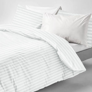 [RESIGILAT] Set fete plapuma satin bumbac hoteliera alb dublu