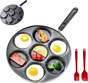 [RESIGILAT] Lazy Pan Tava Oua 7 Cani, Antiaderent, Versatila pentru Mic Dejun