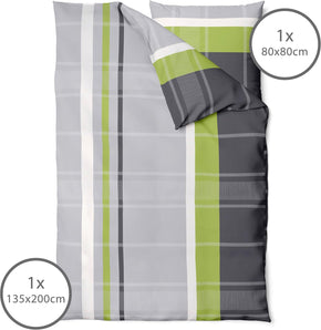 [RESIGILAT] Lenjerie LINKHOFF Beaver 135x200 verde gri 100% bumbac