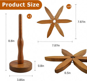[RESIGILAT] Suporturi pahare lemn, brad, set suporturi masa, pliabil, nuc