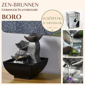 Zen'Light - Zimmerbrunnen Boro Wasserfall Zen relaxend mit farbigem LED-Licht- Dekoration Wohnzimmer, Schlafzimmer, Büro - Meditation und Entspannung - Tischbrunnen Geschlossener Kreislauf - H 18cm