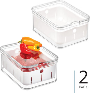 [RESIGILAT] iDesign Recipient frigider, strecuratoare, transparent/alb, set 2