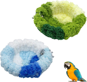 [RESIGILAT] Hamac 2 piese, lana coral, cuib portabil pentru papagali, verde