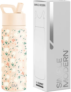 [RESIGILAT] Sticla copii inox 530ml Chloe Floral cu paie