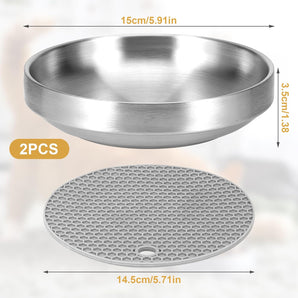 [RESIGILAT] Castron inox pentru pisici si caini, 15CM, 2 bucati