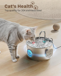 Katzenbrunnen Edelstahl Trinkbrunnen für Katze: Katzenbrunnen für Katzen - 2.2L Ultra leise Wasserbrunnen für Katzen - katzentrinkbrunnen für Hunde mit Wasserstandsfenster - mit Einem Satz Filter