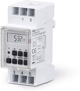 sonero® Digitale Zeitschaltuhr für Hutschienen / Schalttafel Einbau, 3600W, LCD-Display, 10 Schaltprogramme (Wochen-, Tages- und Minutenprogramm), 12/24h Timer, IP20, weiß, S-DOTH10