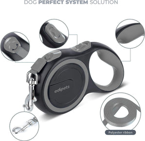 Edipets, Hundeleine, Ausziehbar, Einziehbar, 3, 5 und 8 Meter, Flexibles Band für Rechts- und Spaziergänge, Dog Leash, Rolleine, Flexileine, Retractable (Grau, 5 Meter <20kg)
