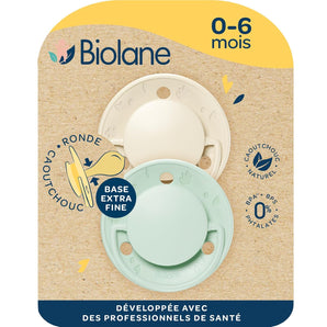 [RESIGILAT] Biolane suzeta rotunda 0-6 luni verde bej cauciuc natural