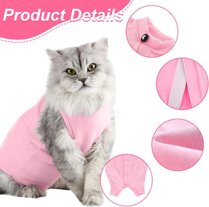 [RESIGILAT] Costum recuperare pisici, salopeta post-operatorie, roz, S