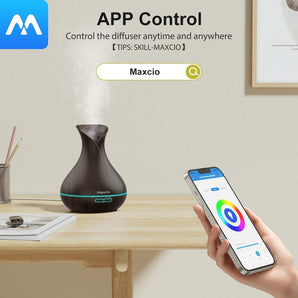 [RESIGILAT] Difuzor ulei esențial Maxcio 400 ml cu telecomandă și compatibilitate Alexa