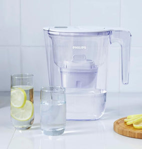 Cană de filtrare a apei Philips+6 cartușe filtrante de schimb Micro X-Clean, 2,6 litri, cronometru electronic