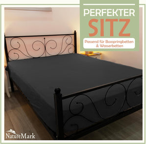 [RESIGILAT] NatureMark Cearsafuri elastic microfibra, 180x200 cm, negru