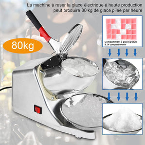 [RESIGILAT] Concasor electric gheață 300W, inox, 80 kg/h, lame duble, argintiu