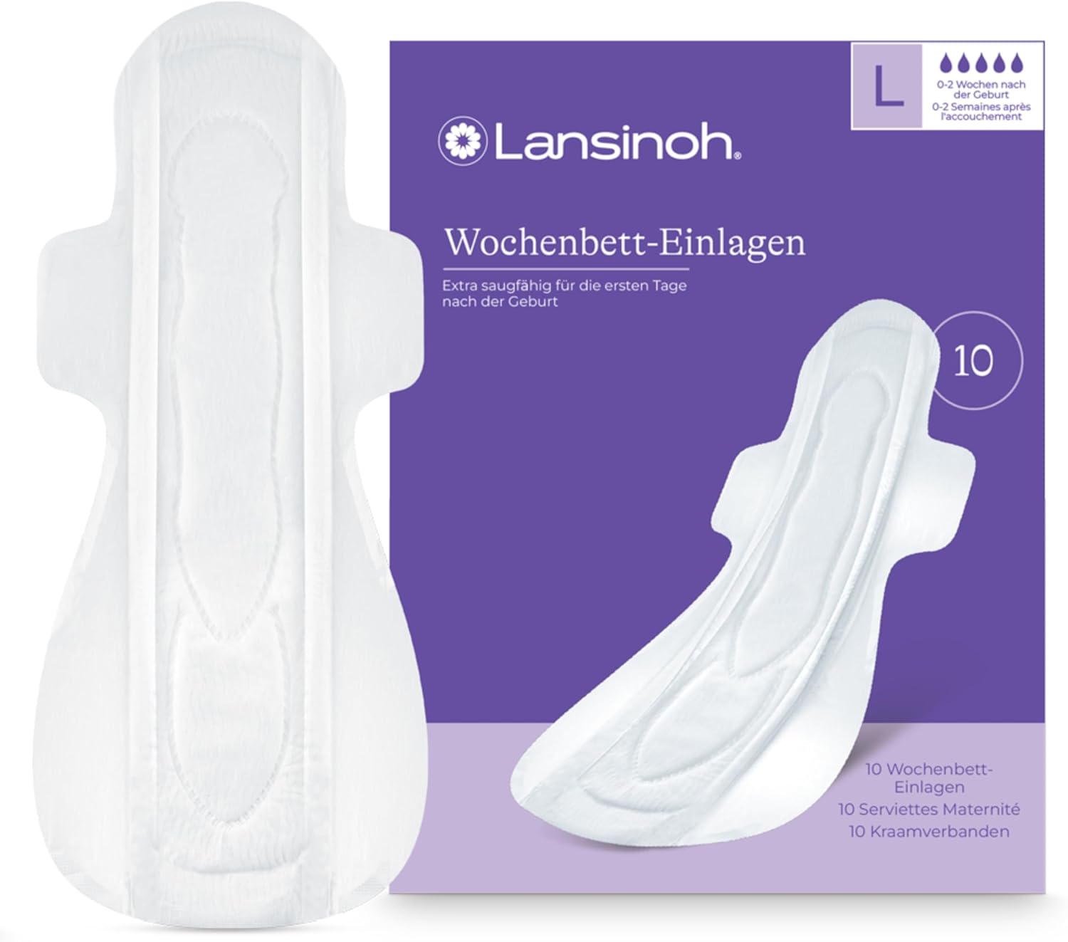 [RESIGILAT] Lansinoh Absorbante Postpartum, 10 buc, Absorbtie Mare