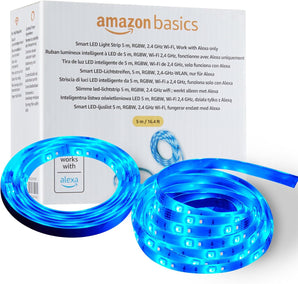 [RESIGILAT] Banda LED inteligentă Amazon Basics 5 m RGBW pentru Alexa
