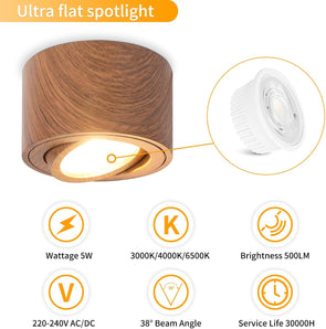 [RESIGILAT] Spot LED reglabil, 5 W, O80 mm, 3000 K, Legno scuro