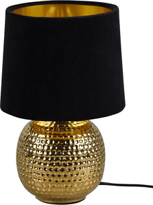 [RESIGILAT] Lampa de masa Sophia, baza ceramica aurie, abajur negru
