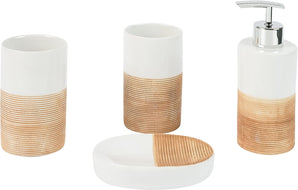 [RESIGILAT] axentia Rimini Set 4 Piese, Dispenser, Sapuniera, Bej/Alb