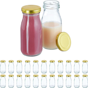 [RESIGILAT] Relaxdays 24 Sticle cu Capac Filet, Transparent, Pentru Smoothie-uri
