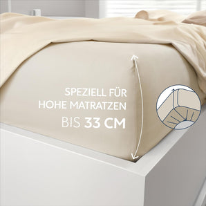 [RESIGILAT] Cearsaf elastic 160x200cm microfibra bej pentru saltele groase
