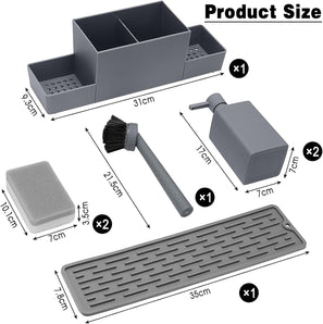 [RESIGILAT] Cautious Organizator Chiuveta 350ML, Perie, Dozator Sapun, Gri