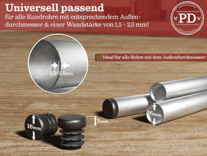 [RESIGILAT] Dopuri PD 16 mm, Capace plastic PE, Rotunde negre, 10 bucati