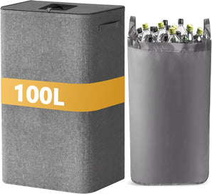 [RESIGILAT] Colector sticle 100L pliabil cu buzunar interior gri