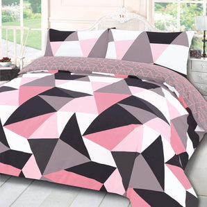 [RESIGILAT] Lenjerie pat DREAMSCENE forme geometrice roz gri alb