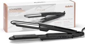 BaByliss Steam Shine, Placă de îndreptat cu aburi 2 în 1, pentru păr drept sau bucle, cu 5 trepte de temperatură (170°C-230°C), ST496E