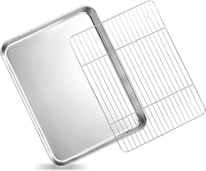 [RESIGILAT] Tava de copt inox 40.5x30.5x2.5 cm cu set grila