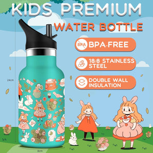 [RESIGILAT] Sticla Grsta 350ml pentru copii, inox, rezistenta, verde