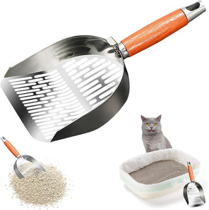 [RESIGILAT] Scoop pisica inox cu maner lemn, pentru toate literele