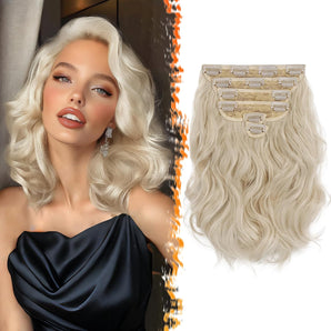 [RESIGILAT] Set extensii ondulate blonde cu clipsuri, 30 cm, 6 buc – volum și lungime naturală instant