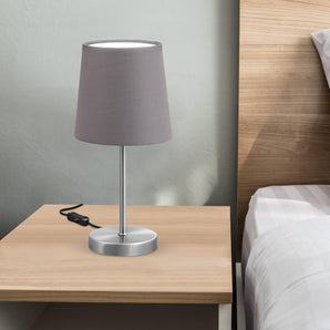 [RESIGILAT] BKLicht Noptiera E14, Abajur Textil, 30,8 x 10 cm, gri